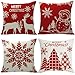 FMKLDENA 4 Piezas Funda de Almohada Navideñas, 45x45cm Funda Cojin Navidad, Funda Cojines Decorativos Navideños, Funda Almohada de Lino de Navidad, para Dormitorio Sofá Cama