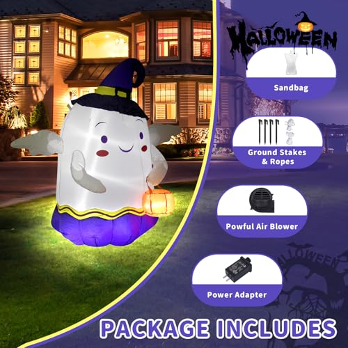 4FT Halloween Inflatable Cute Ghost Decoration Built-in LEDs - image 4