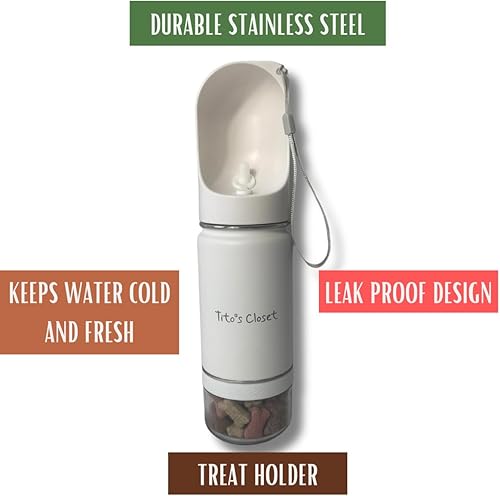 Miniatura 5 de Tito's Closet Botella de agua portátil para perros, 14 onzas, acero inoxidable de alta calidad, diseño a prueba de fugas, botella de agua para