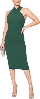 RACHEL Rachel Roy Womens Harland Elegant Sleeveless Halter Bodycon Midi Cocktail Party Dress