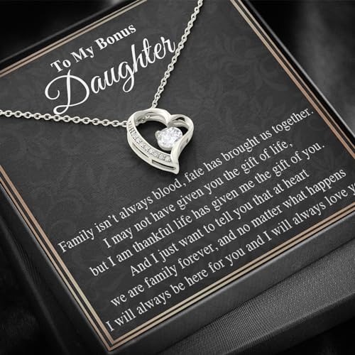 Larvincy Bonus Daughter Gifts from Stepdad Stepmom With Heartfelt Message & Elegant Box - Jewelry Gifts For Stepdaughter, To My Bonus Daughter Necklace On Birthday Graduation Wedding Christmas & More3