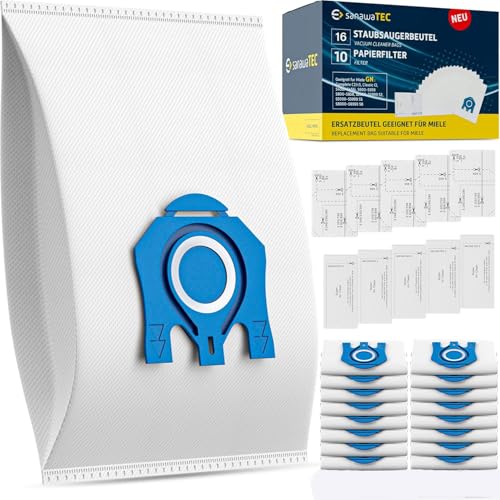 16x Staubsaugerbeutel für Miele Staubsauger kompatibel mit Miele GN Serie S8340 S2 S4 S5 S6 S8 Complete C2 C3 Classic C1 Ersatz für 9917730 12281680 inkl. 5 Motorfilter & 5 Abluftfilter