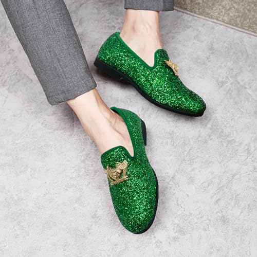 CMM Men's Glitter Loafers Shiny Slip On Dress Shoes Luxury Sparkling Studded Loafers3