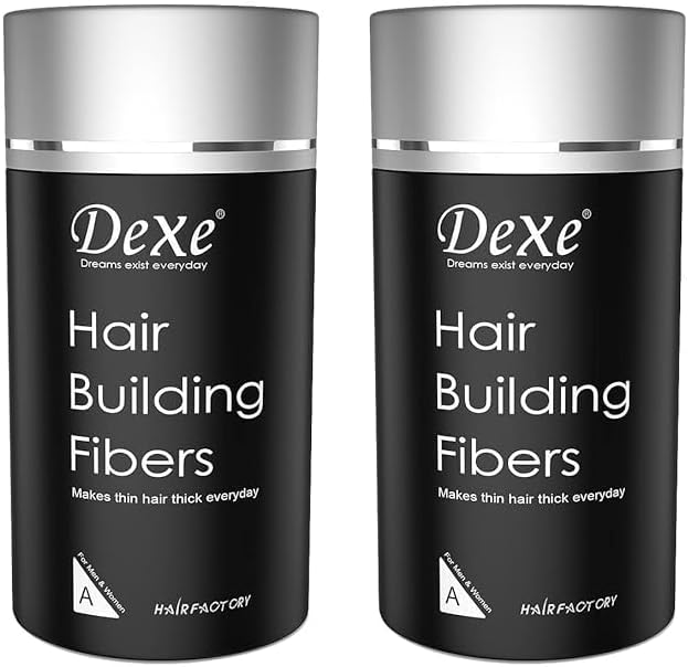 Dexe Hair Building Fibres 22g Black (Pack of 2), Thick Hair, Instant Results, Plant and Cotton based Fibers, For Men and Women