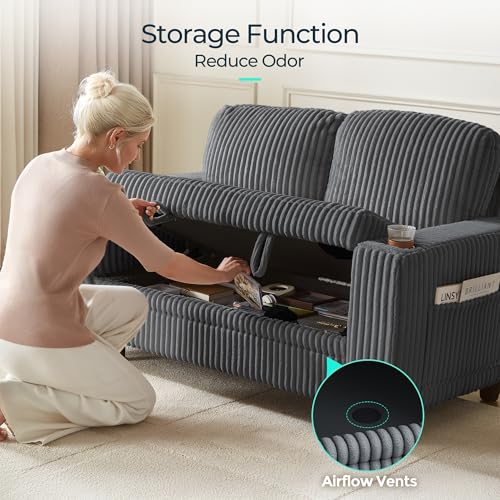 Image of LINSY HOME Sectional Sleeper Sofa Pull Out Couches for Living Room (Grey, Storage) | Pull Out Sofa Bed