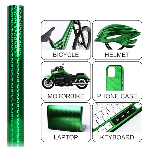 Image of Lypumso Plating Chrome Green Vinyl Wrap Film, Mirror-Like Gloss Finish for Car, Motorcycle | Easy DIY Install & Air Release | Removable No Residue 1ft x 5ft