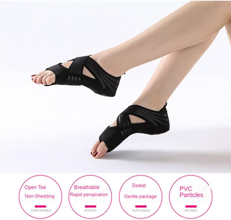 Miniatura 4 de KIPETTO Calcetines de yoga para mujer, sin dedos, antideslizantes, para pilates, barre, ballet, bikram, entrenamiento, talla 5-10 de EE. UU