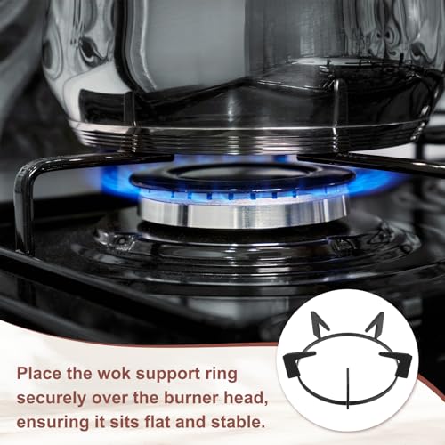 Evita que tu sartén balancee con el aro de soporte wok de hierro fundido 6