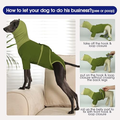 Image of FUAMEY Dog Surgery Suit Female Spay, Anti Licking for Dogs, Turtle Neck Surgical Recovery Suit Male Neuter Suit, Alternative to Cone for Dog, Puppy Onesies for Surgery Recovery Small Dogs (Green, XS)