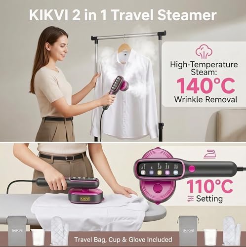 Image of Steam Iron Handheld for Clothes | 2-in-1 Garment Steamer & Iron | LED Display | 5 Garment Modes | 1250W Fast Heat-Up in 10s | Vertical & Horizontal Steaming | Portable Travel Iron 2 Year Warranty