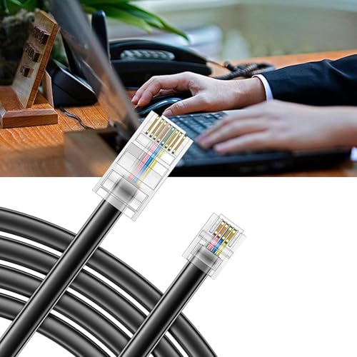 Yumiwoow 3Pack RJ45 to RJ11 Adapter Converter Cable 3ft RJ45 8P4C Male to RJ11 6P4C Male Black - 3 Feet