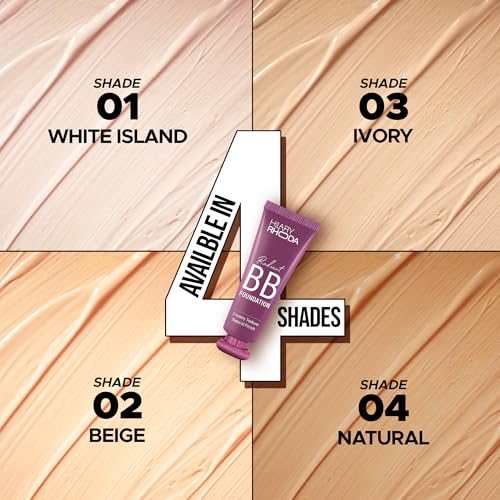 Image of Hilary Rhoda Radiant BB Foundation for Women | 9 to 5 Stay BB Cream | Hides Blemishes & Dark Spots | Blend Easily | Lightweight & Ultra-Creamy Formula | Travel-Friendly & Dewy Finish - 60g (Beige| Shade 02)