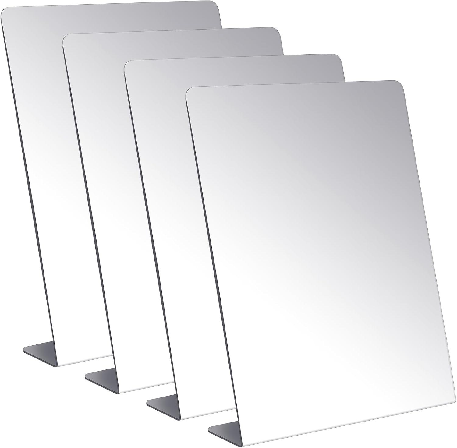 Amyhill 4 Pcs Counter Top Mirror Freestanding Mirror Single Sided Acrylic Desk Glass for Tabletop Bedroom, Office, Bathroom, Dorm, Home (12 x 18 Inch) 4 12 x 18 Inch