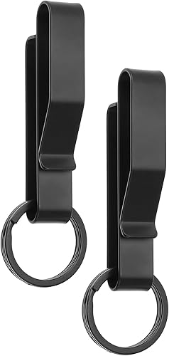 Prasacco 2 llaveros tácticos para cinturón de servicio, clip de cinturón táctico para hombres, de acero inoxidable, táctico, para cinturón sigiloso,