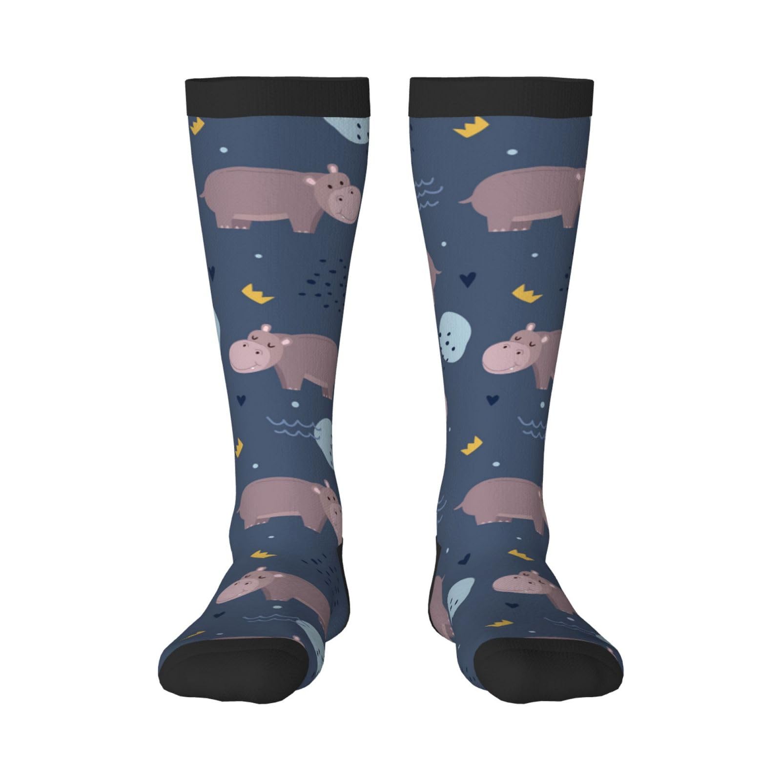 Tcoay Warm Adult Socks for Men Women Socks Sports Polyester Stockings,Hippo Animal