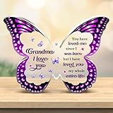 Grandma Gifts, Gifts for Grandma from Grandkids - Butterfly Acrylic Decorations - Birthday Valentines Mothers Day Prensent for Grandmother from Grandkids