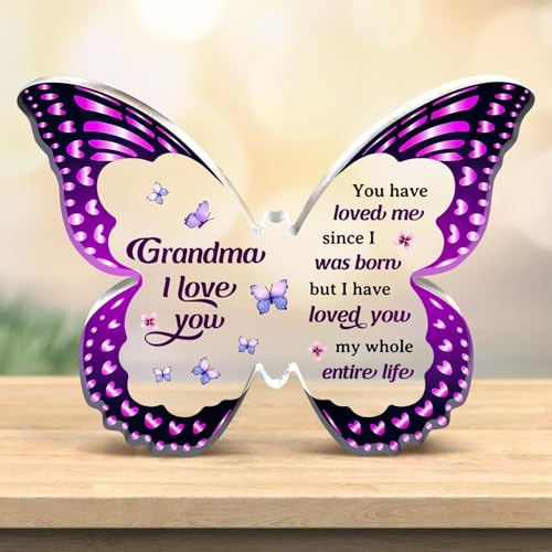 Gifts for Grandma Mothers Day, Grandma Gifts from Grandkids - Butterfly Acrylic Decorations -...