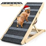 REONEY Dog Ramp, Portable Pet Ramp for Large Small Old Dogs Cats with 7 Adjustable Heights 11" to 26.6", Non-Slip High Traction Ramps for High Bed, Couch, Hold up to 200 LBS