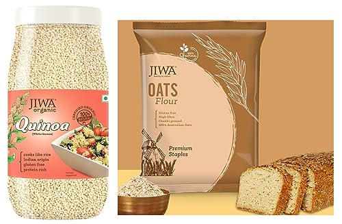 Image of JIWA healthy by nature Organic Quinoa, 1 Kg, (Certified Organic & Gluten Free) & Oats Flour, 900 g (Gluten Free)