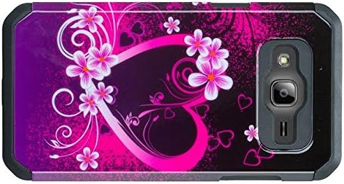 Galaxy Luna, Galaxy Express 3 Case, Galaxy Amp 2 Case, J1 2016 Case [Shock/Impact Resistant] Hybrid Dual Layer Defender Protective Case Cover for Galaxy Amp 2 / Luna/Express 3, Hot Pink Hearts