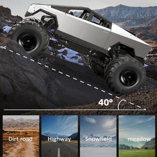 Image of Cyberr Style 1:8 Alloy RC Truck, 4WD 2.4GHz Remote Control Off-Road Car with Metal Body, Shock Absorbers & LED Lights, All Terrain High Performance RC Vehicle for Kids & Adults