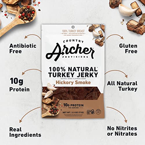Country Archer Turkey Jerky - Turkey Meat Protein Snacks, Turkey Jerky for People, Protein Meat Snacks, Turkey Jerky Snack Packs, Gluten Free, Keto - Hickory Smoke, 2.5 oz (Pack of 4) - Image 6