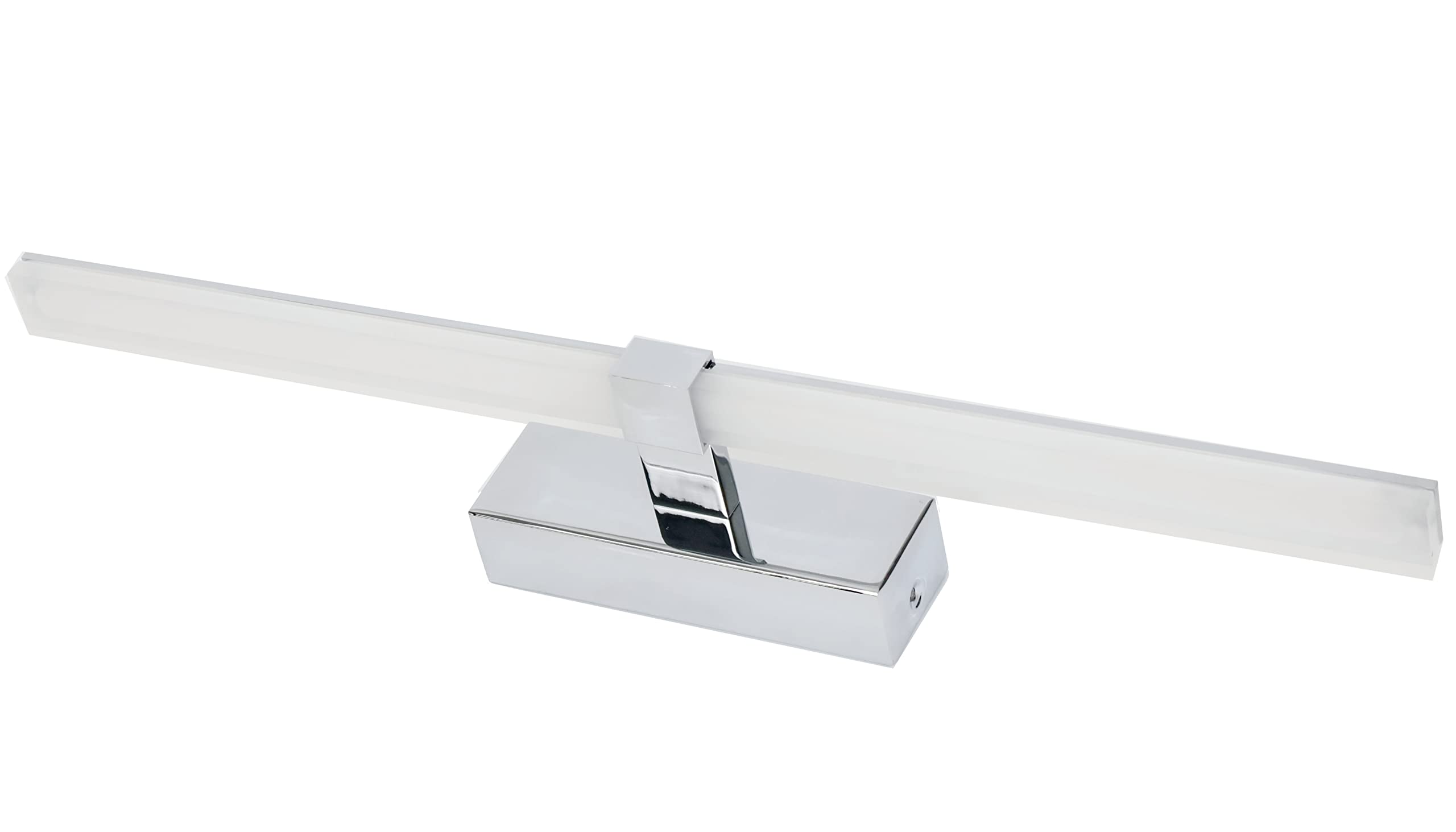 Aplique LED de pared para iluminar cuadros y espejos, led 20W y 2000 lúmenes estilo contemporáneo y elegante,IP44, luz blanca neutra 4000K, cromo brillo 53cm.
