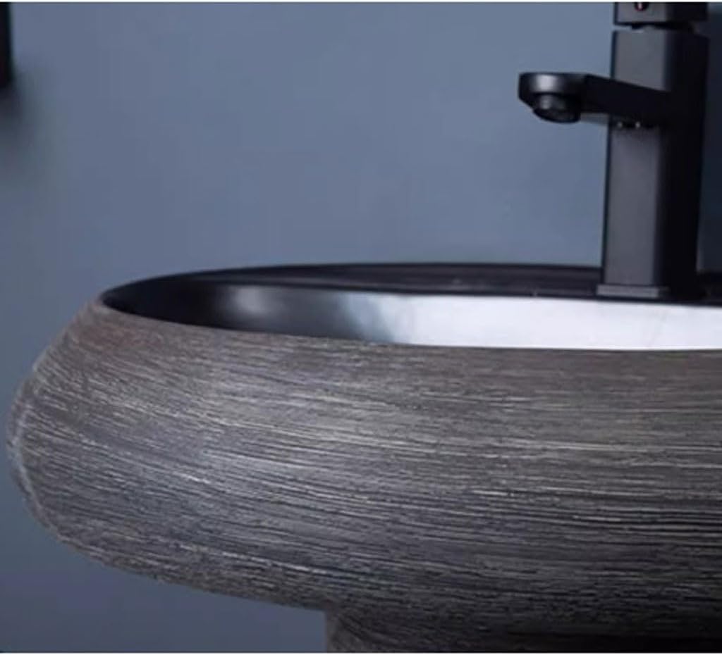 Bathroom Countertop Vessel Sink Outdoor Pedestal Basin Ceramic Integrated Floor-standing Wash Household Pedestal Sink Vanity