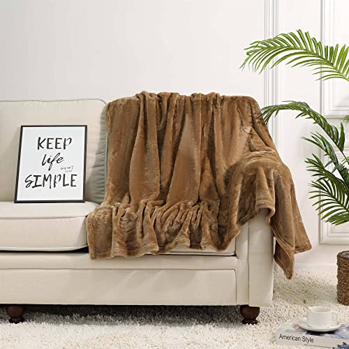 Image of NANPIPER Fleece Blankets, Super Soft Flannel Fuzzy Blanket for Couch, Luxury Cozy Lightweight Microfiber Dog Blanket-Throw Size,Coffee Brown