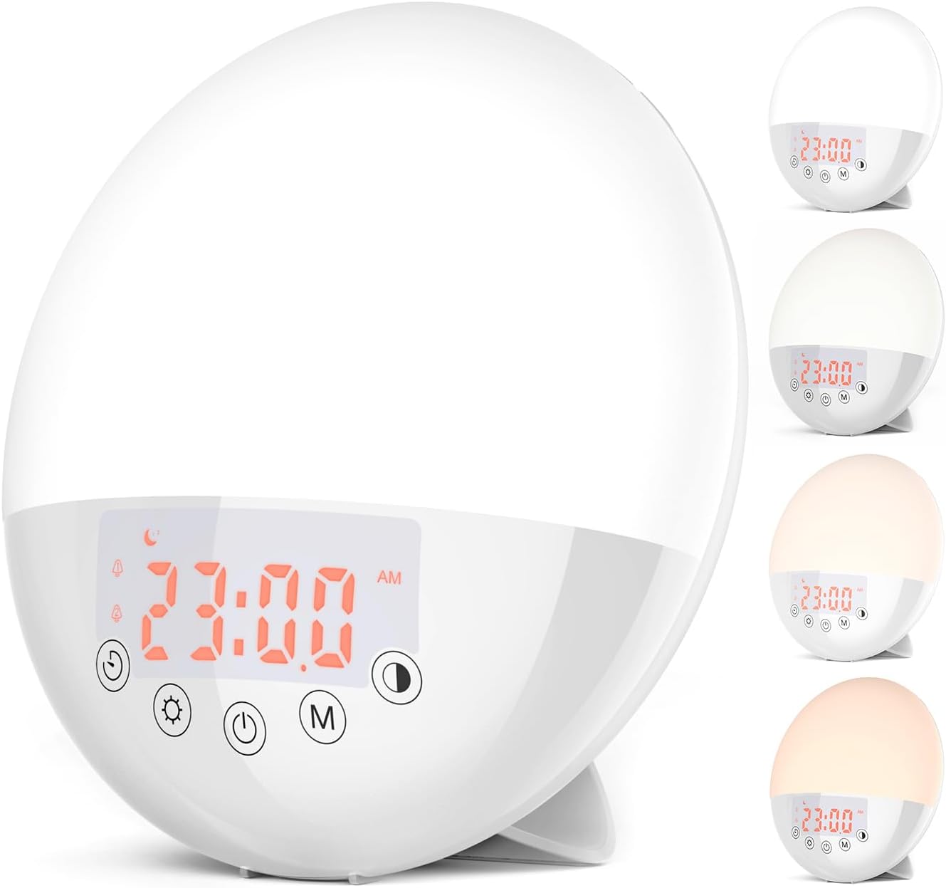 Wake Up Light, 10000 Lux UV Free Sun lamp Sunrise Alarm Clock, Dimmable 5 Brightness & 4 Color Temperatures & Timer, Dual Alarms & Snooze, Sleep Aid with 10 Natural Sounds