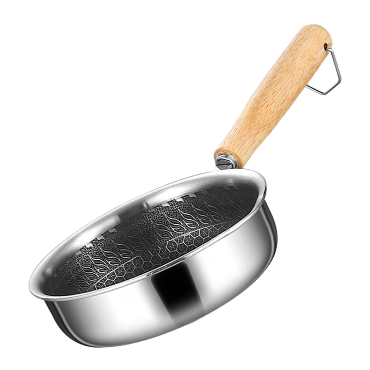 Edelstahl Bratpfanne mit Wabenstruktur, Flachem Boden, Silber