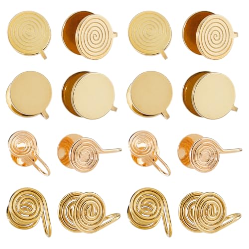 Hobbspring 16Pcs 4 Styles Pressure Earrings for Keloids Stainless Steel Non-Pierced Earrings Golden Spiral Compression Earring Adjustable Clip Earring for Women Men Ladies