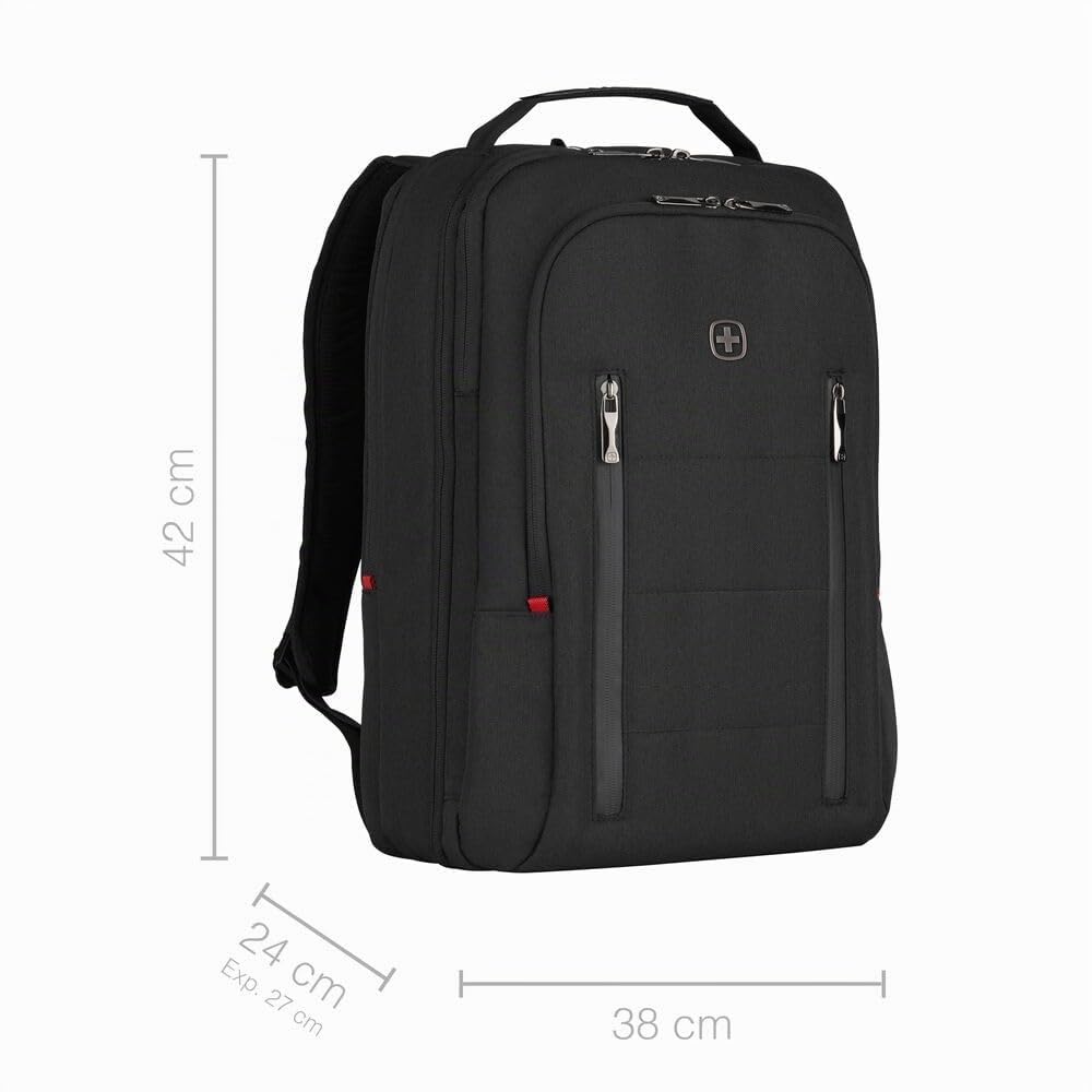Wenger CityTraveler Mochila para portátil, portátil de hasta 16", tableta de hasta 12", 16 l, mujer hombre, oficina universidad escuela viajes, negro, 606490