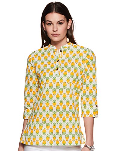 Image of Amazon Brand - Myx Women Printed Regular Cotton Short Kurti (Available in Plus Sizes)