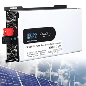 5000W Hybrid Solar Inverter,DC 12V 24V 48V to 110V/220V AC Split Phase Inverter with Pure Sine Wave Inverter,Parallel inverters,for Home Energy Storage,12Vto220V