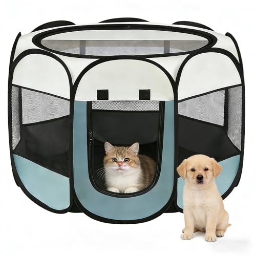 Recinto per Cani da Interno, 74x74x43cm Gabbia per Gatti recinto per conigli da interno kennel cane piccolo Box Pieghevole per Cane, Gabbia per Gatto Esterno (grigio, 74x74x43cm)
