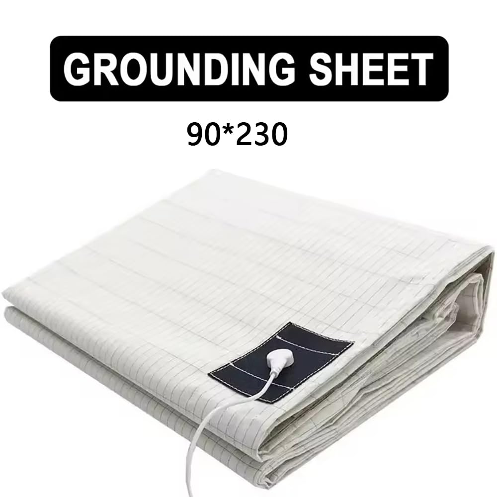 NEWFUN Grounding Sheets, Grounding Mat, Grounding Bed Sheet, Tappetino di Messa a Terra di Alta Qualità per Migliorare il Sonno e la Salute, con Cavo di Messa a Terra UE e Spina, (90x230 cm)