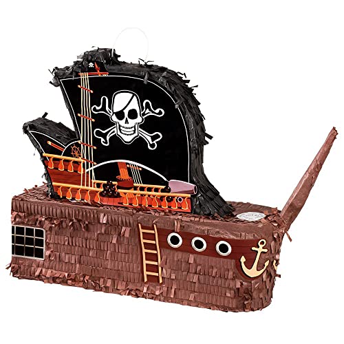 Boland 30967 Piñata barco pirata, tamaño 59 x 44 x 15 cm, ladrón de mar, barco, cumpleaños, decoración, juego de fiesta, regalo