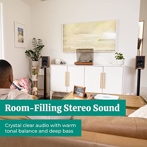 Electrohome Montrose Record Player Stereo System, 4" Bluetooth Powered Bookshelf Speakers, Belt-Drive Bluetooth Turntable With Audio-Technica Stylus, Vinyl-Mp3 Recording, Built-In Preamp #TOP3