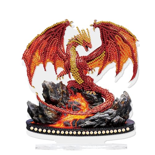 Dinosaure rouge en diamant TDFERAN : embellissez votre bureau de travail