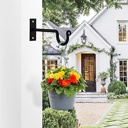 Sanduby Hanging Plant Hook, 2 Pack 7.3In Metal Outdoor Plant Hangers For Wall Hanging Brackets For Plant Outdoor Heavy Duty Plant Hanger Brackets For Bird Feeders, Planters, Lantern, Wind Chimes Black #TOP1