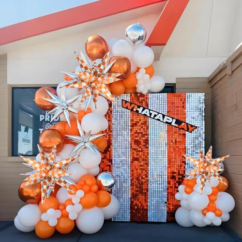 Image of Orange Gingham Balloons Check Balloons Disco Ball Balloons Showgirl Life Party Decorations Emo Gingham Birthday Party Decorations for Beach Music Themed Party Decor Taylloo Baby Shower Supplies