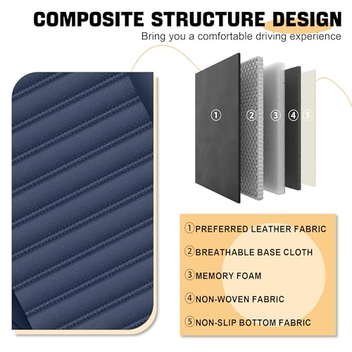 Image of Car Seat Cover for Chevy Equinox 2005-2026 Full Coverage Nappa Leather Car Seat Protector, Fashion Anti-Slip Waterproof Breathable Easy to Install, Auto Interior Accessories(Full Set,Black&Blue)