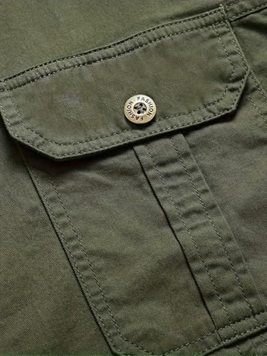 Image of FABRIPPLE Men's Cargo Jacket Shirt | 100% Cotton | 6 Pocket Utility Overshirt | Casual & Outdoor Wear | Breathable & Lightweight Fabric