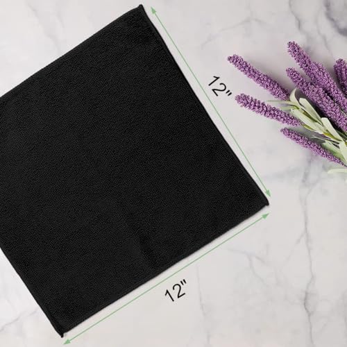 Image of UNIMADE Washcloths Bulk - 10 Pack - Face Towels (12 inch x 12 inch), Highly Soft Wash Cloths and Hand Towels, Fast Drying Multi-Purpose Microfiber Cleansing Cloths for Bathroom, Hotel, Spa, and Salon - Black