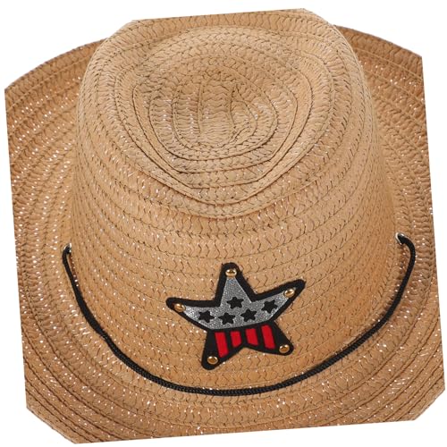 Outdoor Straw Hat for Boys and Girls Fashionable Sun Hat Beach Themed Birthday Headwear Khaki4