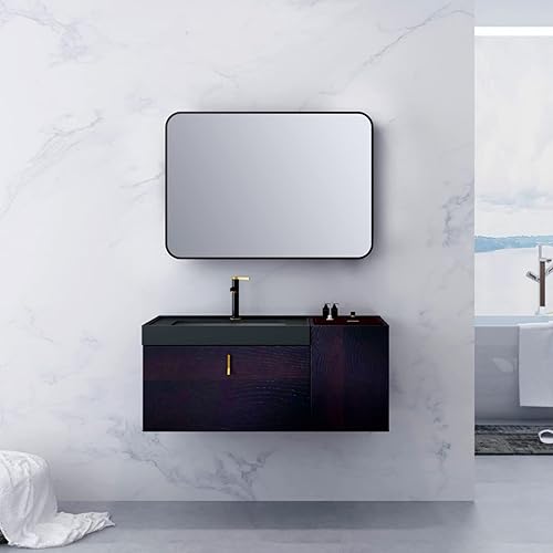 Miniatura 2 de Espejo rectangular con marco de metal negro, espejo de tocador de baño, 20 x 28 pulgadas