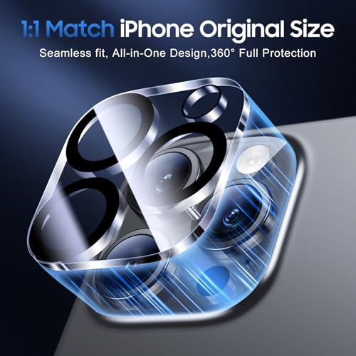 UniqueMe for iPhone 16 Pro/16 Pro Max Camera Lens Protector - 3 Pack Ultra HD Tempered Glass Camera Len Protection Cover [Case Friendly] [Scratch-Resistant] [Night Shooting Mode]
