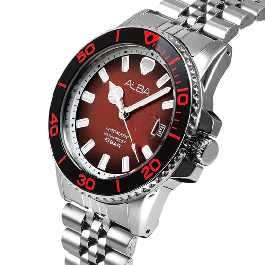 Image of Alba Men's Mechanical Burgundy Dial Automatic Watch - AU4055X1