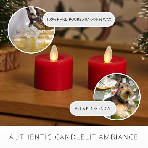 Image of Luminara 2-Pack Moving Flame LED Flameless Tealight (2 inch x 2 inch) Battery Operated Plastic LED Flameless Tea Light (Holiday Red)